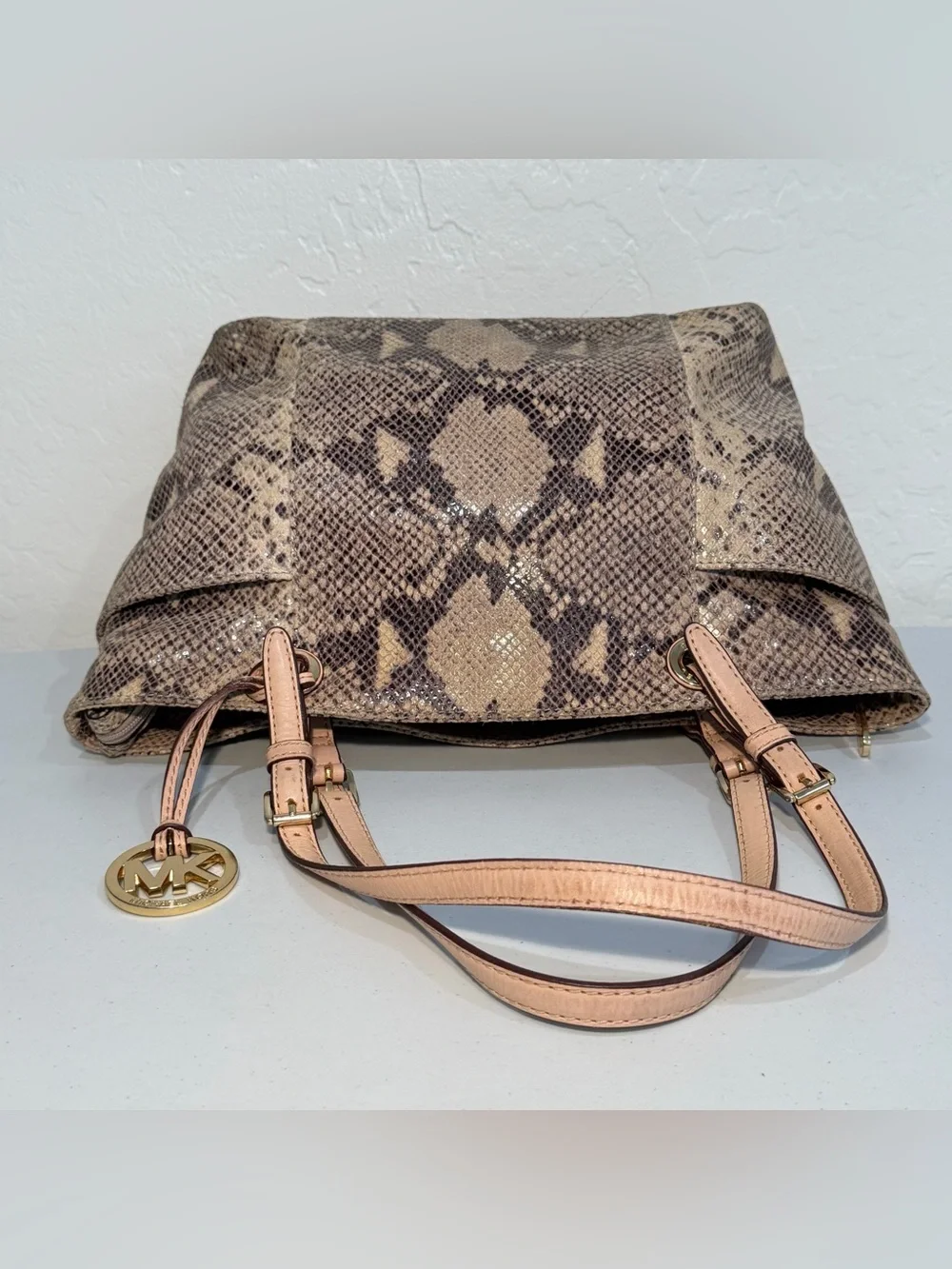 Michael Kors Jet Set Medium Python-Embossed Leather Tote Bag